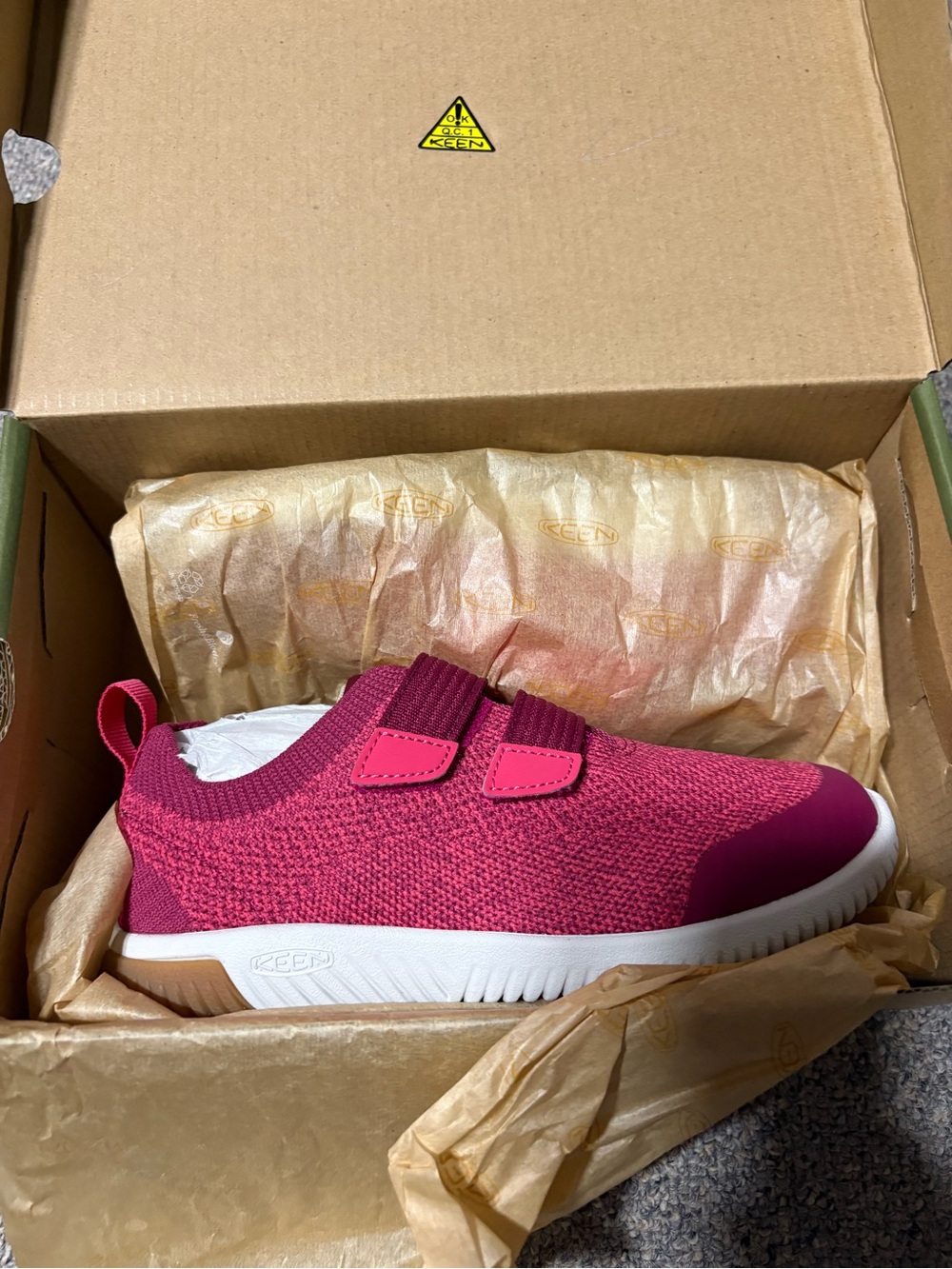Keen Kids Pink Velcro Knit Sneaker